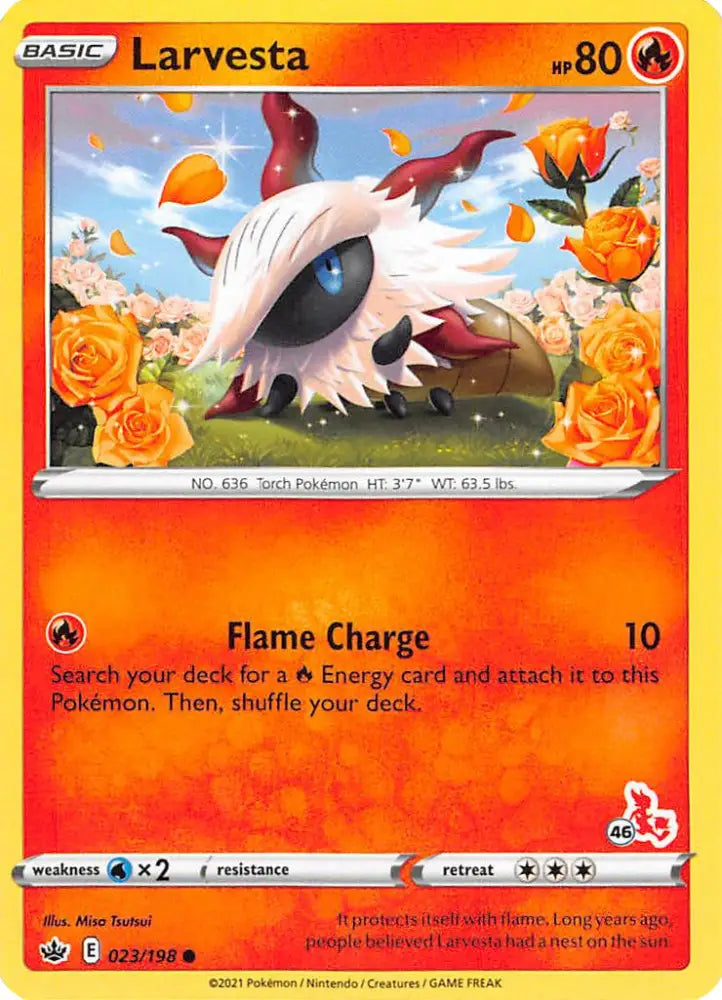 Larvesta (23/198) (Cinderace Stamp #46) [Battle Academy 2022] - Pokemon Single