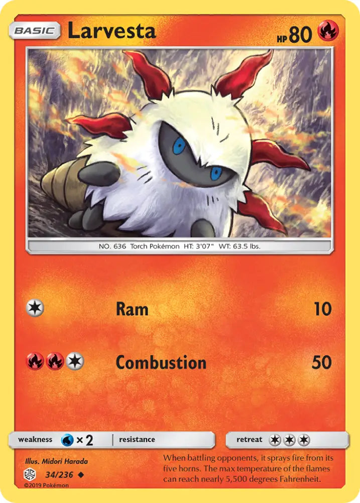 Larvesta (34/236) [Sun & Moon: Cosmic Eclipse] - Pokemon Single