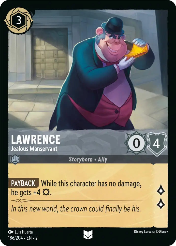 Lawrence - Jealous Manservant (186/204) [Rise of the Floodborn] - Lorcana Single