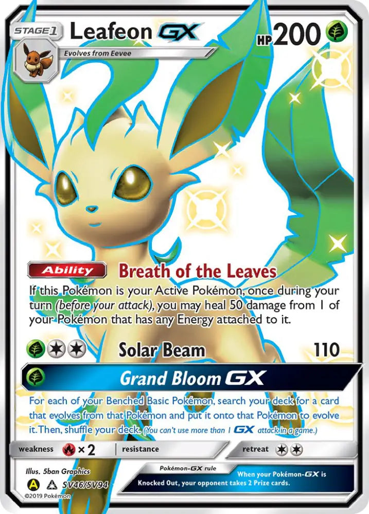 Leafeon GX (SV46/SV94) [Sun & Moon: Hidden Fates - Shiny Vault] - Pokemon Single