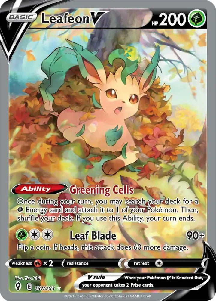 Leafeon V (167/203) [Sword & Shield: Evolving Skies] - Pokemon Single