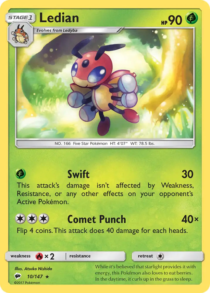 Ledian (10/147) [Sun & Moon: Burning Shadows] - Pokemon Single