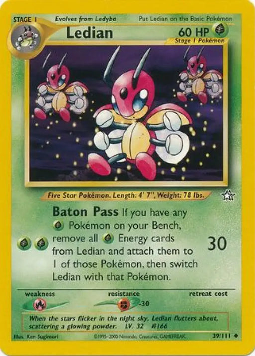 Ledian (39/111) [Neo Genesis Unlimited] - Pokemon Single