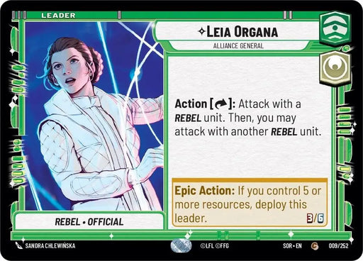 Leia Organa - Alliance General (009/252) [Spark of Rebellion] - Star Wars: Unlimited Single