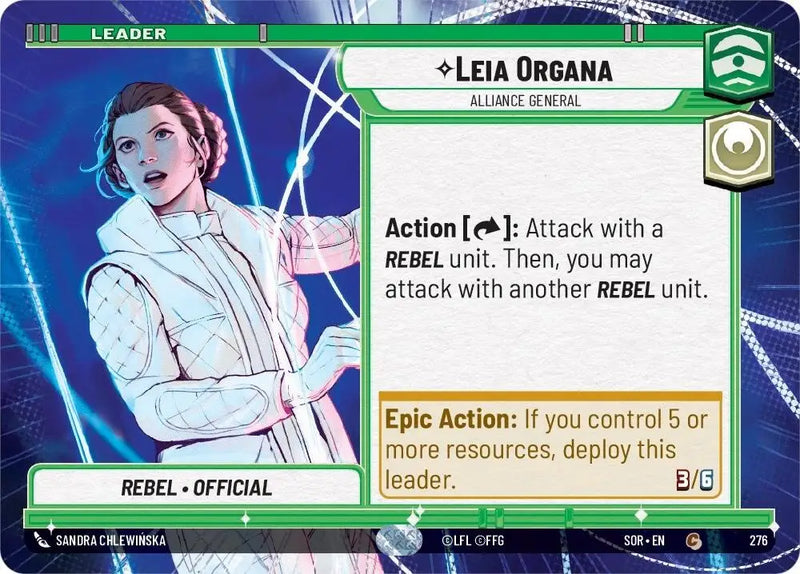 Leia Organa - Alliance General (Hyperspace) (276) [Spark of Rebellion] - Star Wars: Unlimited Single