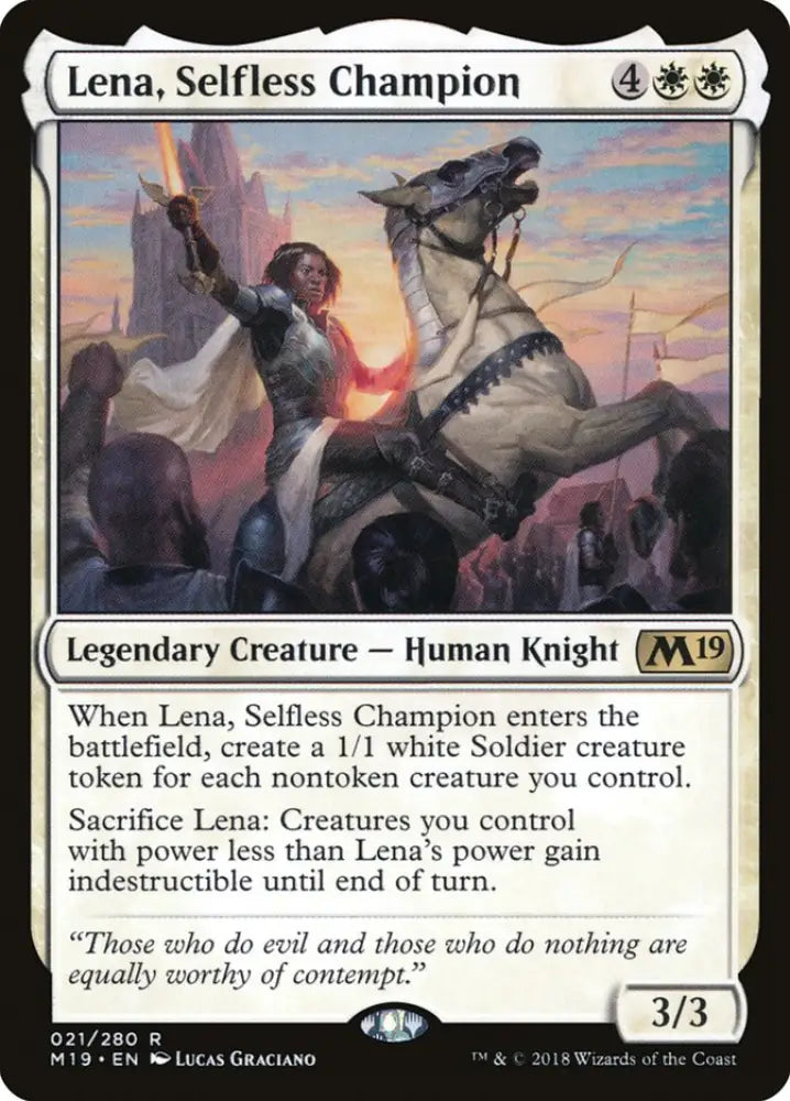 Lena Selfless Champion [Core Set 2019] - MTG Single