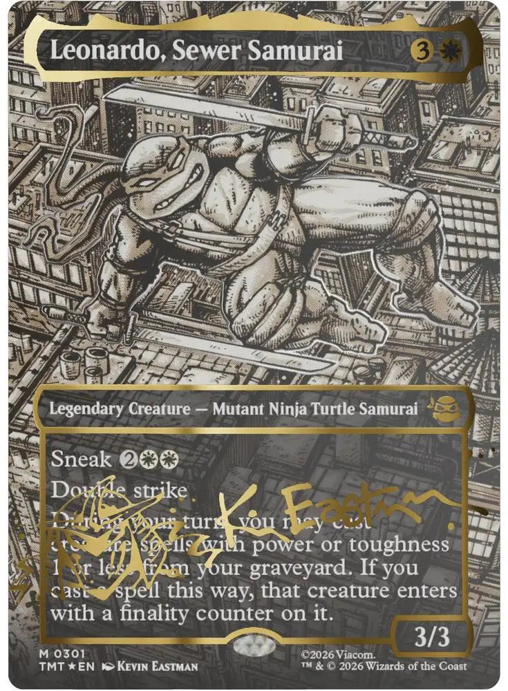 Leonardo, Sewer Samurai (Borderless) (Gold-Stamped Signature) (301) [Teenage Mutant Ninja Turtles]