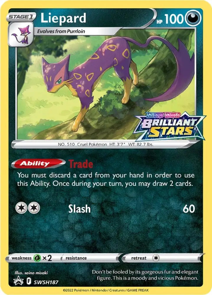 Liepard (SWSH187) (Prerelease Promo) [Sword & Shield: Black Star Promos] - Pokemon Single