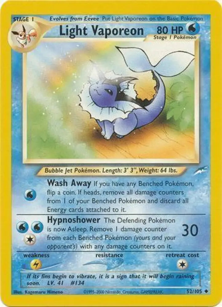 Light Vaporeon (52/105) [Neo Destiny Unlimited] - Pokemon Single