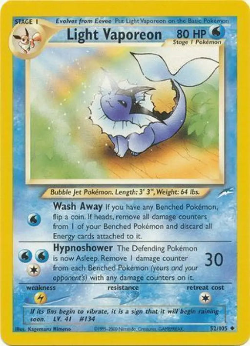 Light Vaporeon (52/105) [Neo Destiny Unlimited] - Pokemon Single