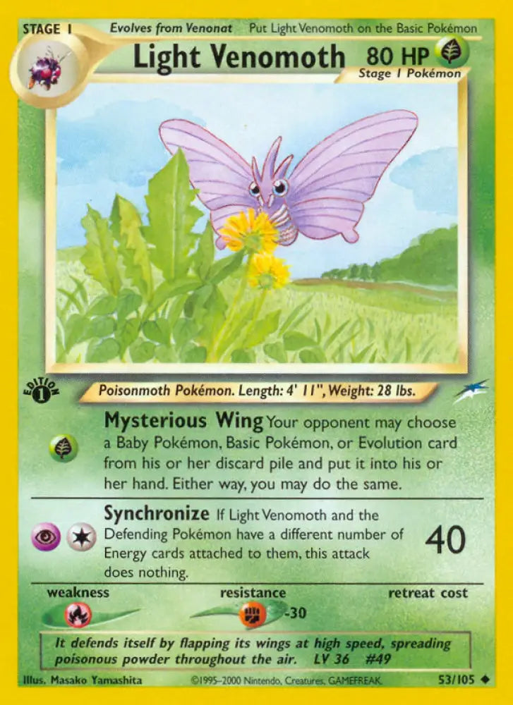 Light Venomoth (53/105) [Neo Destiny 1st Edition] - Pokemon Single