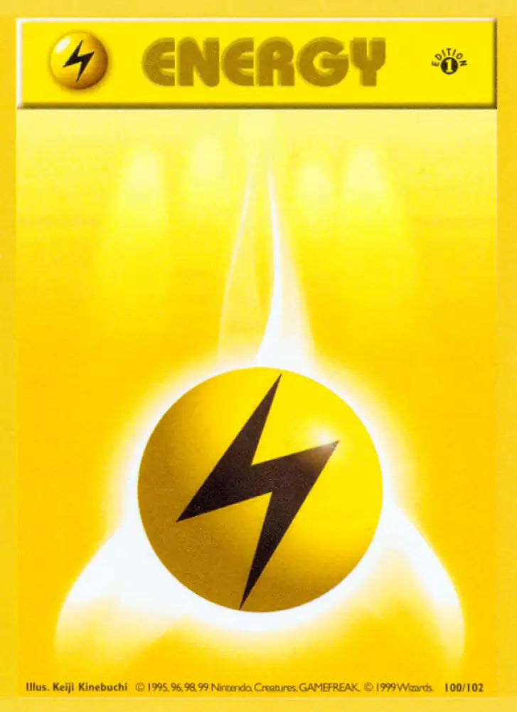 Lightning Energy (100/102) (Shadowless) [Base Set 1st Edition] - Pokemon Single
