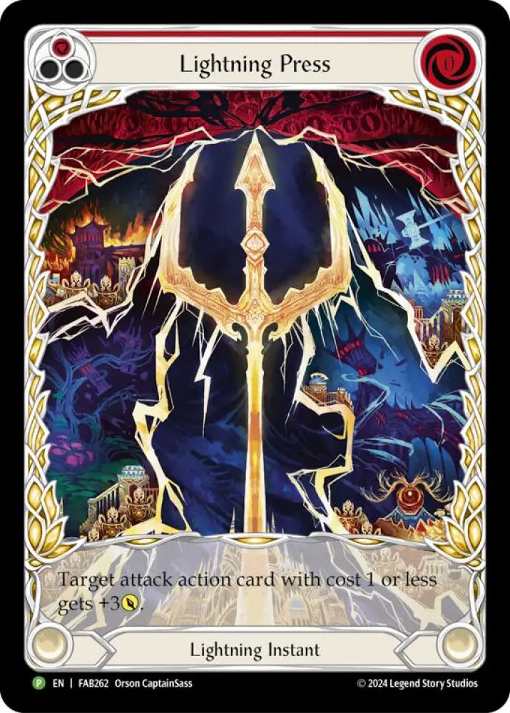 Lightning Press (Red) (Extended Art) [FAB262] (Promo) Rainbow Foil - Flesh And Blood Single