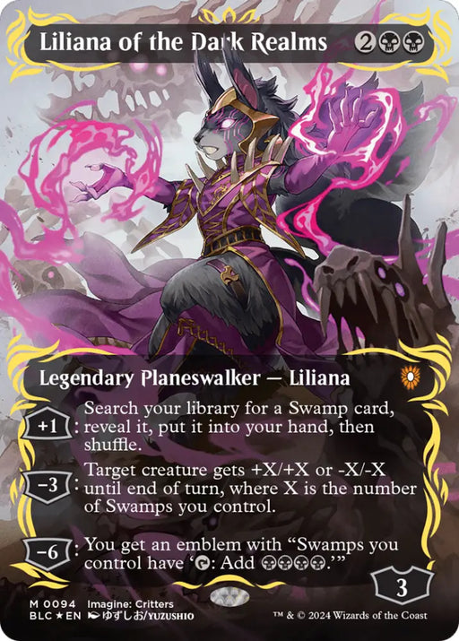 Liliana of the Dark Realms (Borderless) (Raised Foil) [Bloomburrow Commander] - MTG Single
