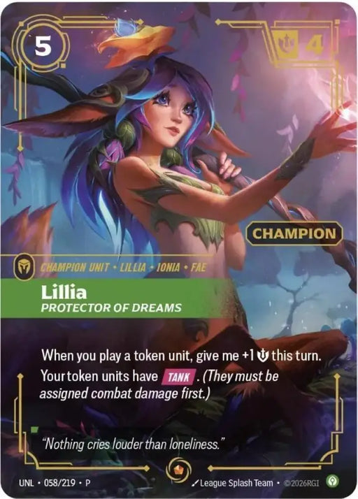 Lillia - Protector of Dreams (Champion) (058/219) [Riftbound Organized Play Promotional Cards]