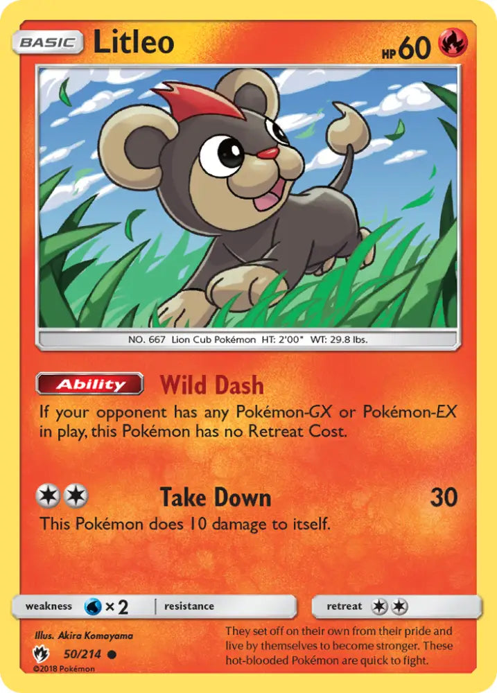 Litleo (50/214) [Sun & Moon: Lost Thunder] - Pokemon Single