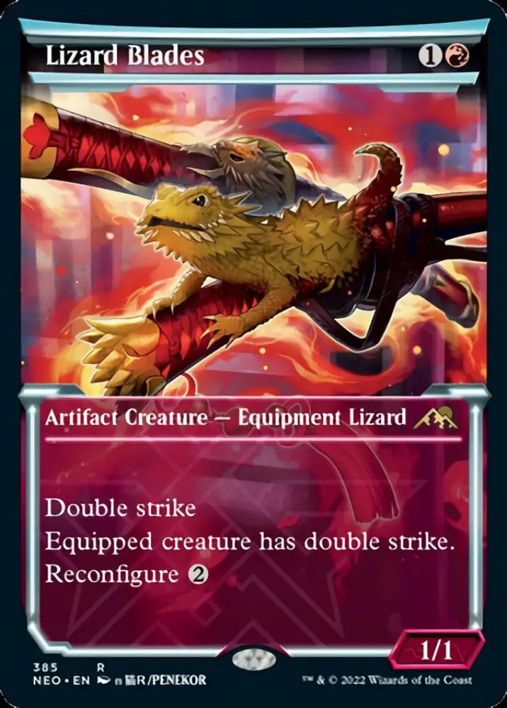 Lizard Blades (Showcase Soft Glow) [Kamigawa: Neon Dynasty] - MTG Single