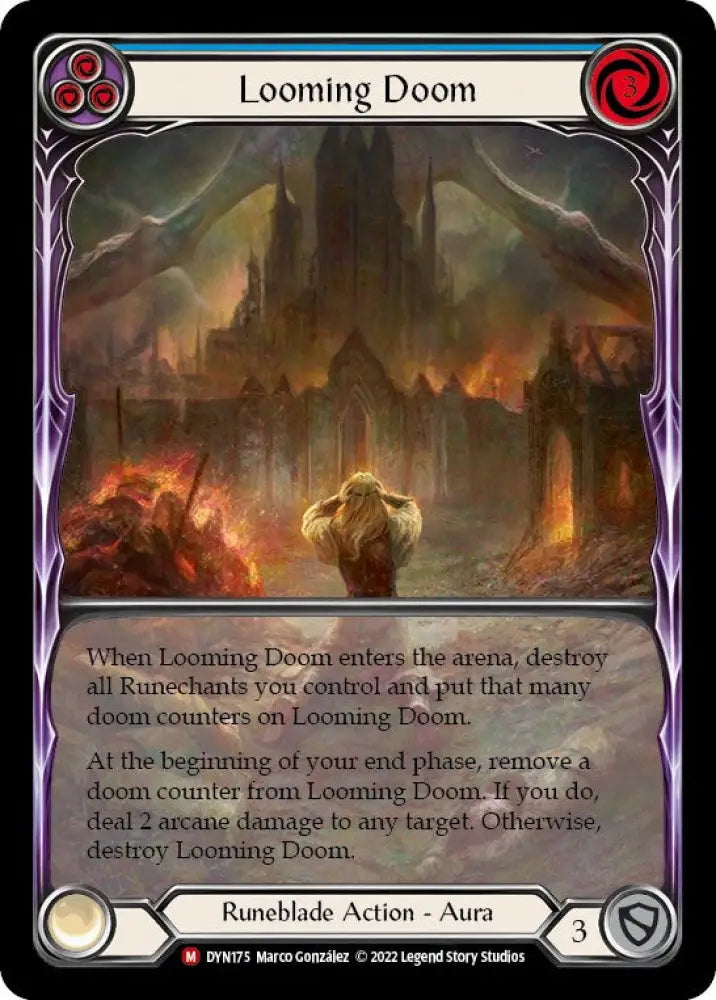 Looming Doom (Extended Art) [Dynasty] Rainbow Foil - Flesh And Blood Single