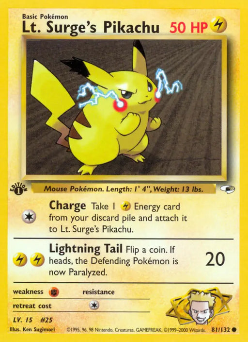 Lt. Surge’s Pikachu (81/132) [Gym Heroes 1st Edition] - Pokemon Single