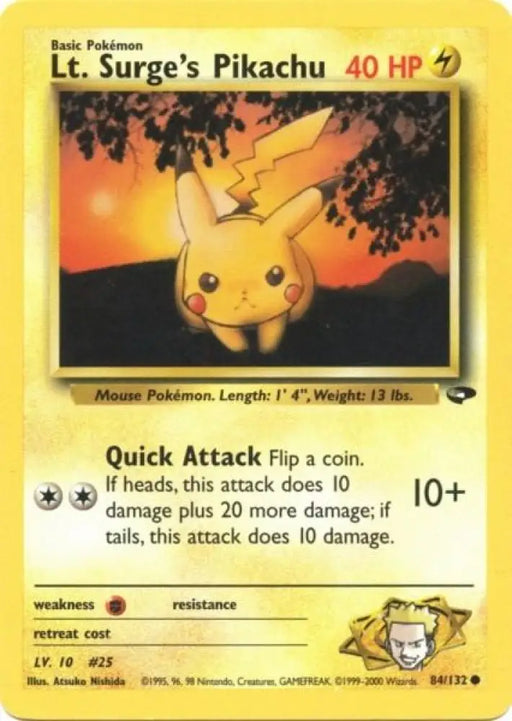 Lt. Surge’s Pikachu (84/132) [Gym Challenge Unlimited] - Pokemon Single
