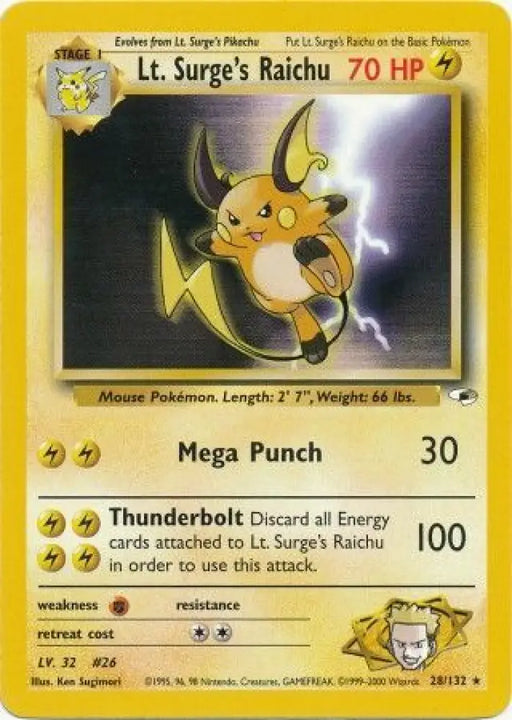 Lt. Surge’s Raichu (28/132) [Gym Heroes Unlimited] - Pokemon Single