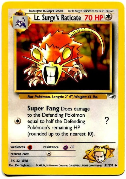 Lt. Surge’s Raticate (51/132) [Gym Heroes Unlimited] - Pokemon Single