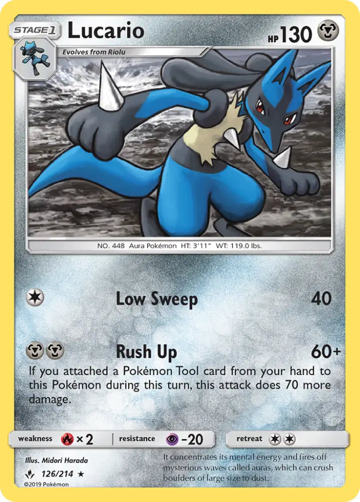 Lucario (126/214) [Sun & Moon: Unbroken Bonds] - Pokemon Single