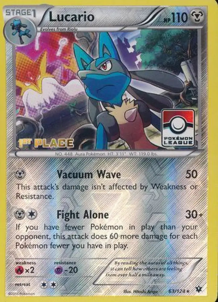 Lucario (63/124) (League Promo 1st Place) [XY: Fates Collide] - Pokemon Single