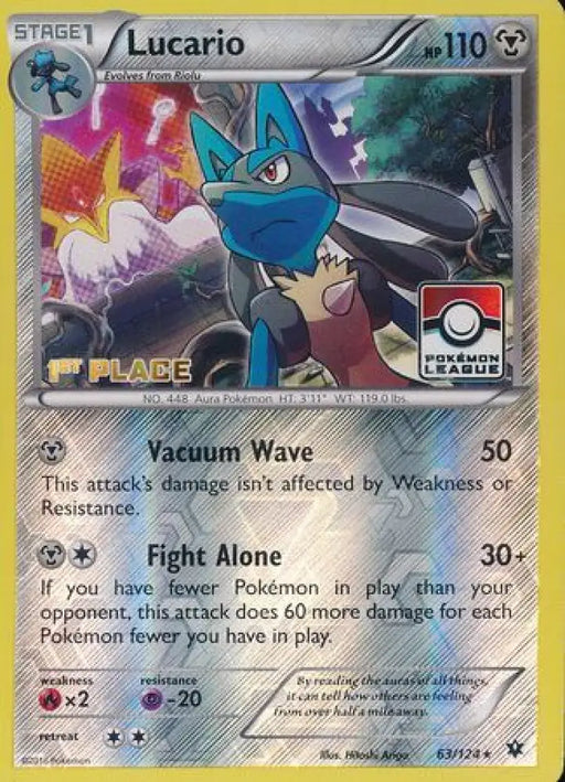 Lucario (63/124) (League Promo 1st Place) [XY: Fates Collide] - Pokemon Single