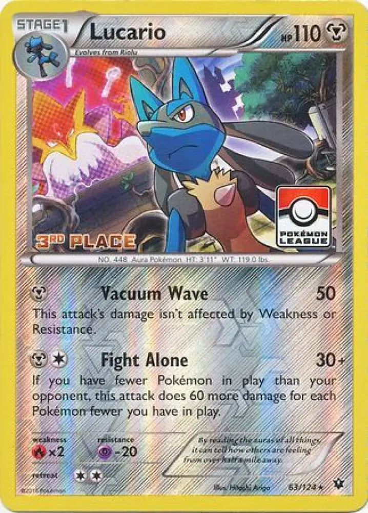 Lucario (63/124) (League Promo 3rd Place) [XY: Fates Collide] - Pokemon Single