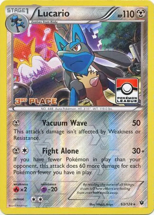 Lucario (63/124) (League Promo 3rd Place) [XY: Fates Collide] - Pokemon Single