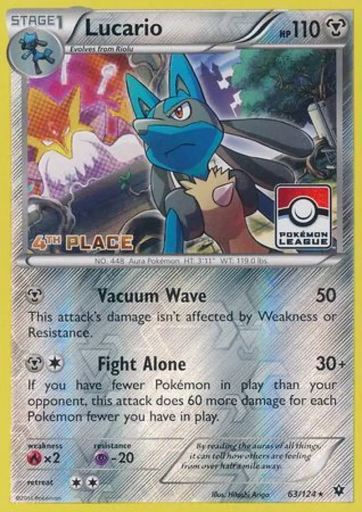 Lucario (63/124) (League Promo 4th Place) [XY: Fates Collide] - Pokemon Single