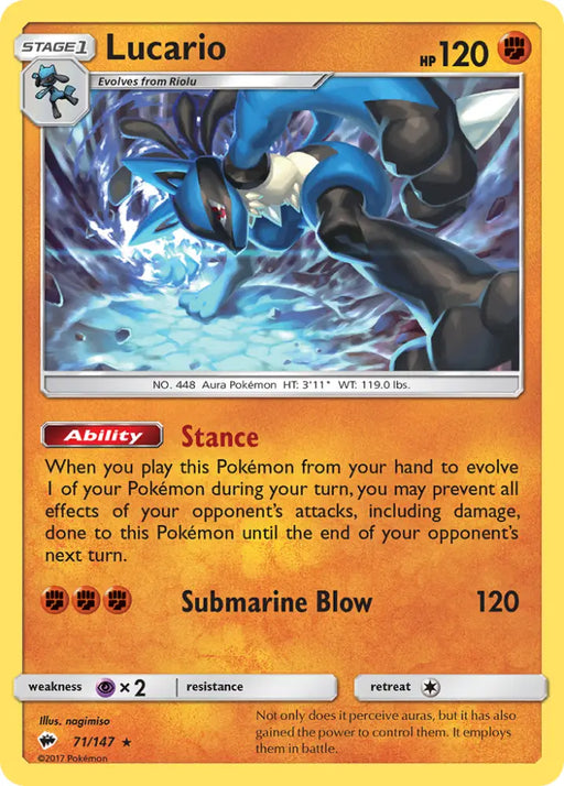 Lucario (71/147) [Sun & Moon: Burning Shadows] - Pokemon Single
