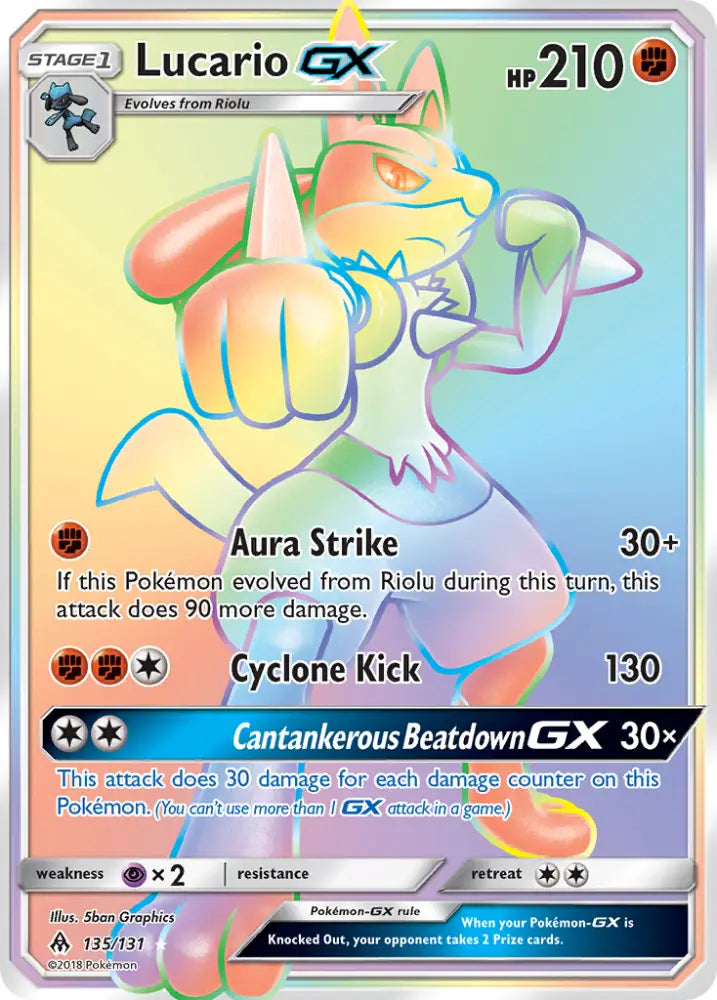 Lucario GX (135/131) [Sun & Moon: Forbidden Light] - Pokemon Single