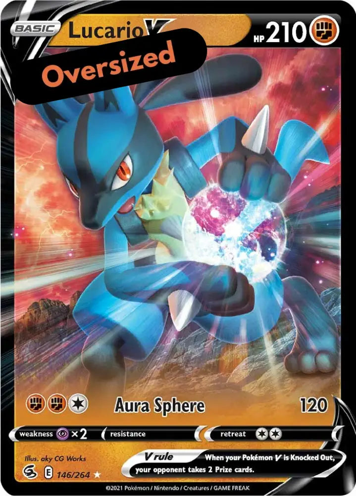 Lucario V (146/264) (Jumbo Card) [Sword & Shield: Fusion Strike] - Pokemon Single