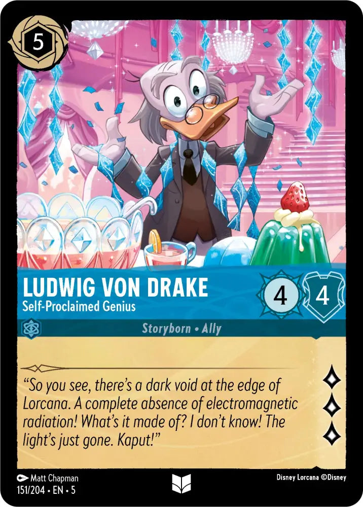 Ludwig Von Drake - Self-Proclaimed Genius (151/204) [Shimmering Skies] - Lorcana Single
