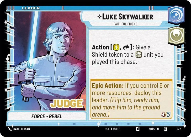 Luke Skywalker - Faithful Friend (002/002) (Judge Promo) (002/002) [Spark of Rebellion Promos] - Star Wars: Unlimited