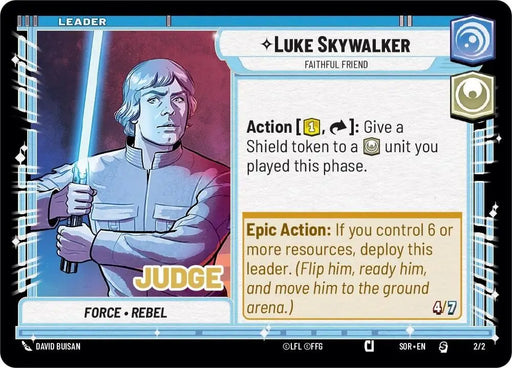 Luke Skywalker - Faithful Friend (002/002) (Judge Promo) (002/002) [Spark of Rebellion Promos] - Star Wars: Unlimited
