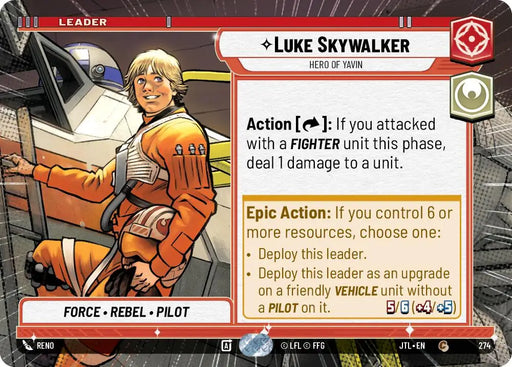 Luke Skywalker - Hero of Yavin (Hyperspace) (274) [Jump to Lightspeed] - Star Wars: Unlimited Single