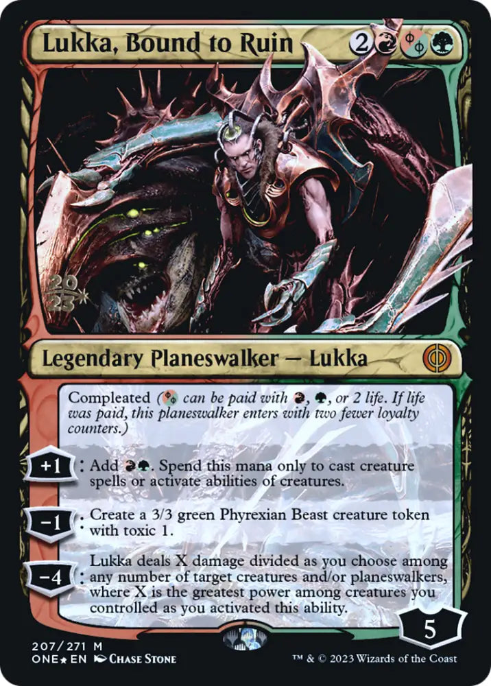 Lukka Bound to Ruin [Phyrexia: All Will Be One Prerelease Promos] - MTG Single