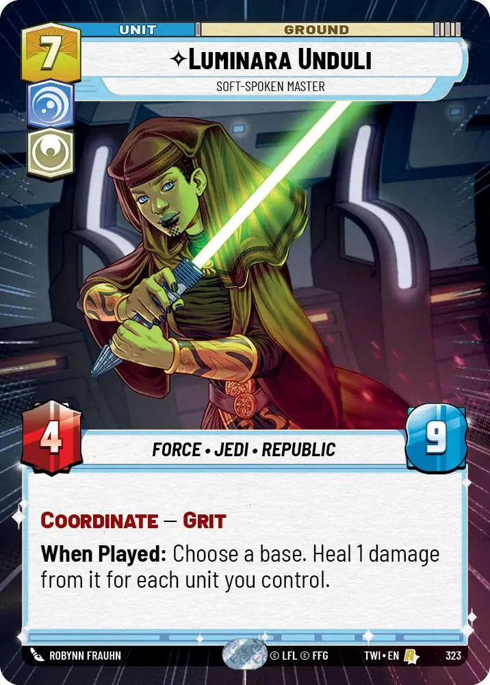 Luminara Unduli - Soft-Spoken Master (Hyperspace) (323) [Twilight of the Republic] - Star Wars: Unlimited Single