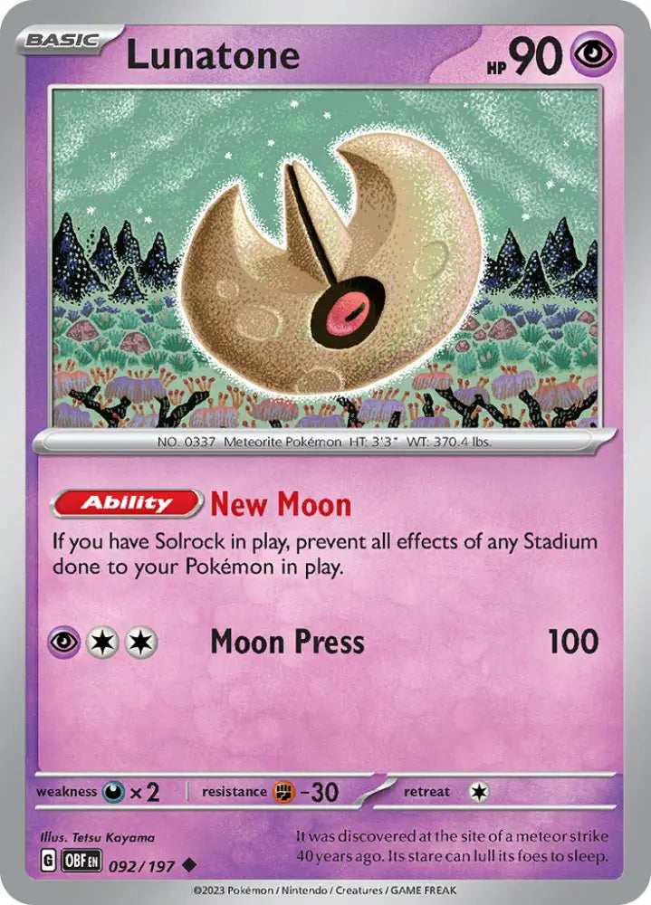 Lunatone (092/197) [Scarlet & Violet: Obsidian Flames] - Pokemon Single