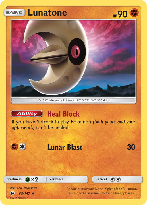 Lunatone (68/147) [Sun & Moon: Burning Shadows] - Pokemon Single