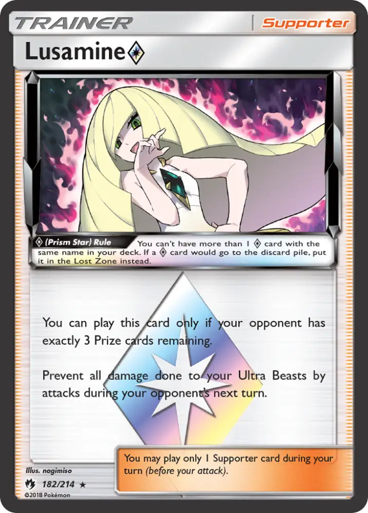 Lusamine (182/214) (Prism Star) [Sun & Moon: Lost Thunder] - Pokemon Single