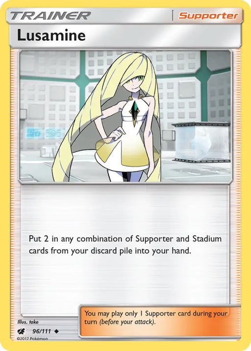 Lusamine (96/111) [Sun & Moon: Crimson Invasion] - Pokemon Single