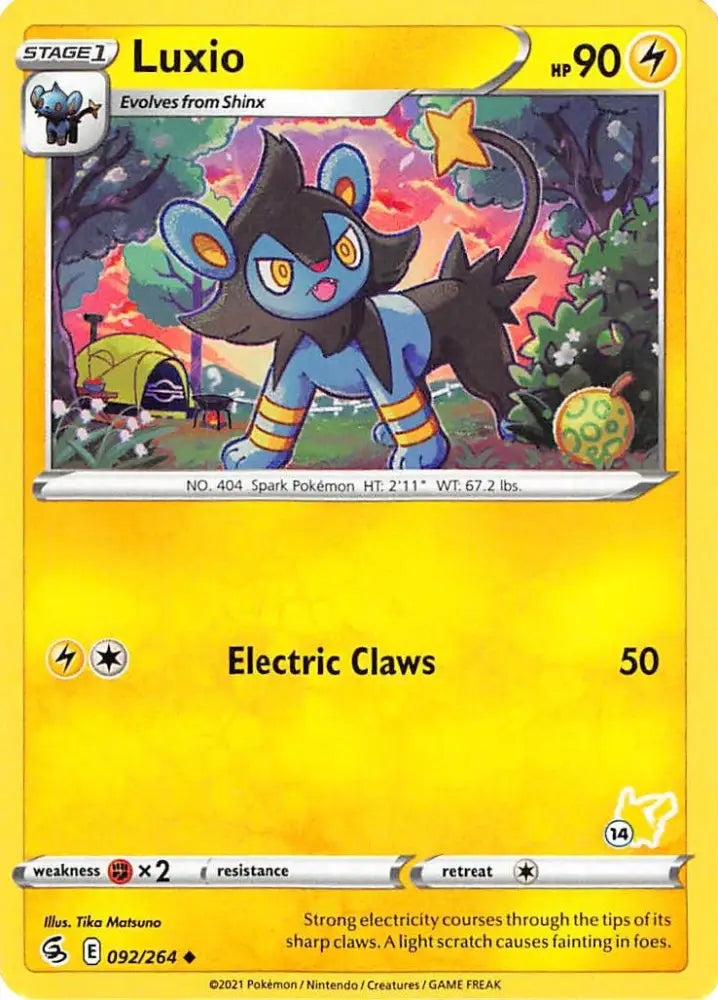 Luxio (092/264) (Pikachu Stamp #14) [Battle Academy 2022] - Pokemon Single