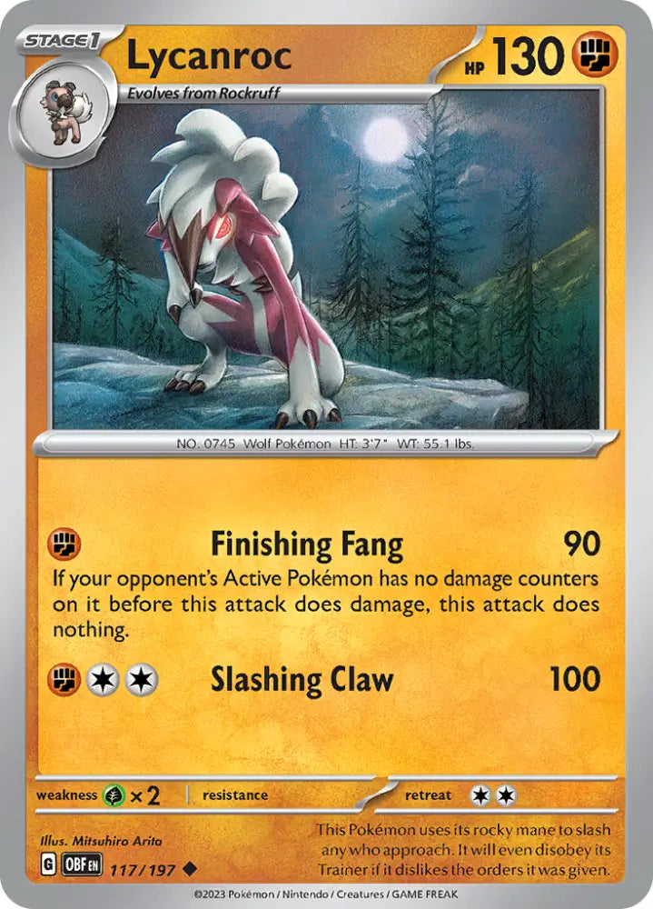 Lycanroc (117/197) [Scarlet & Violet: Obsidian Flames] - Pokemon Single