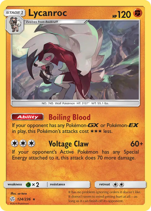 Lycanroc (124/236) [Sun & Moon: Cosmic Eclipse] - Pokemon Single