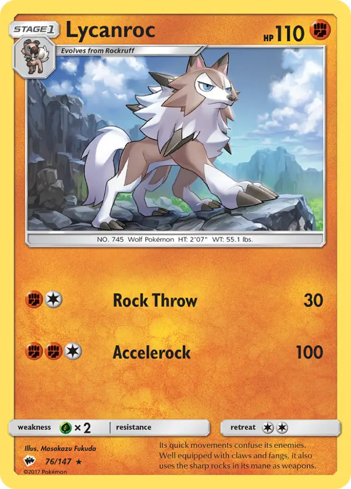 Lycanroc (76/147) [Sun & Moon: Burning Shadows] - Pokemon Single