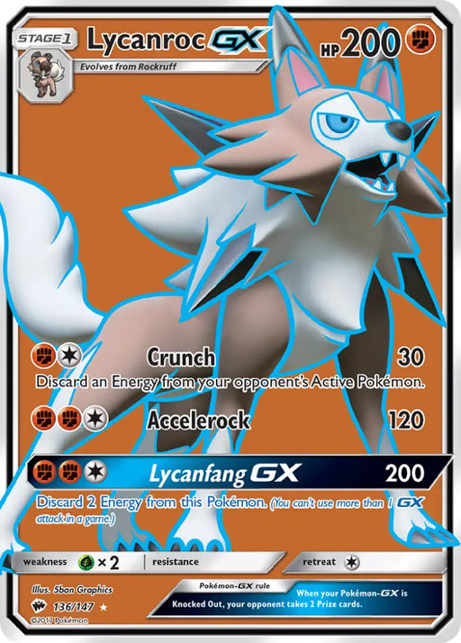 Lycanroc GX (136/147) [Sun & Moon: Burning Shadows] - Pokemon Single